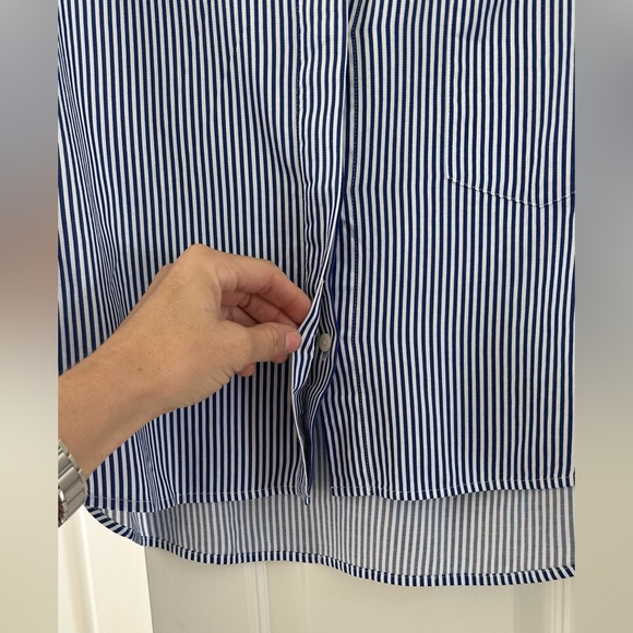 Simkhai Blue and White Striped Button-Up Shirt L - Picture 3 of 5